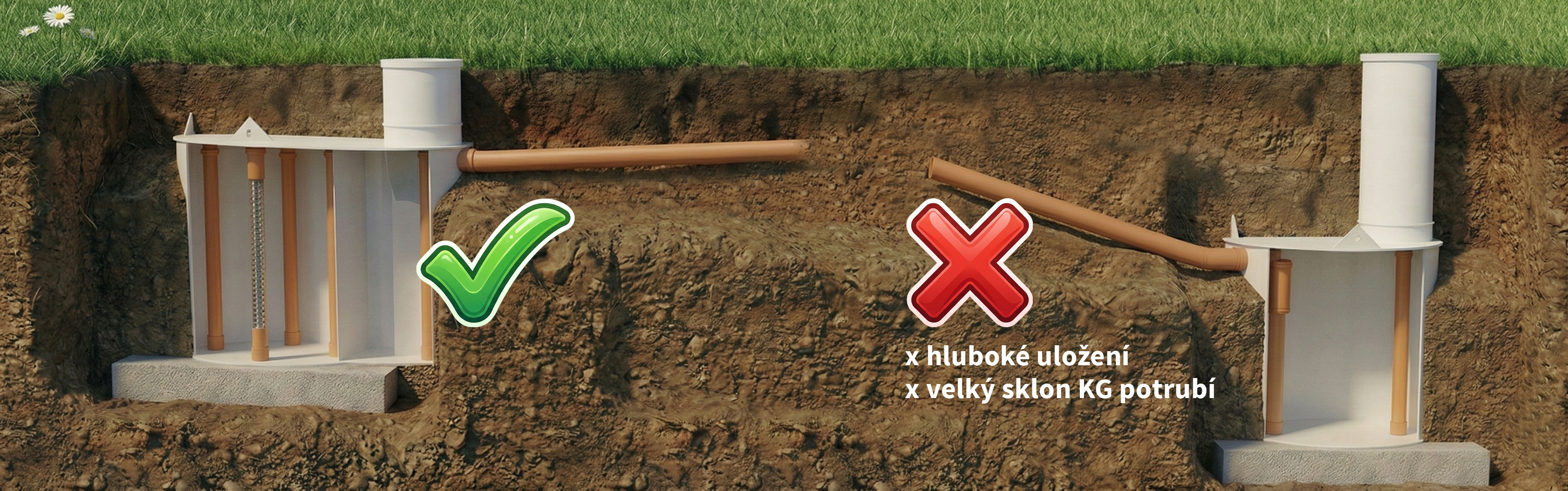 Uložení nádrží - příliš hluboké uložení